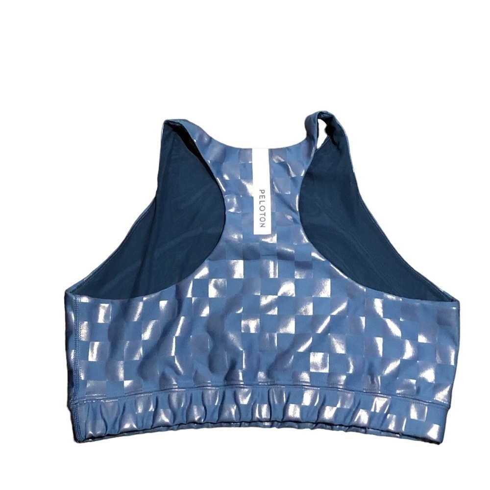 Pelotón show up high neck bra blue shiny checkered - Picture 4 of 6